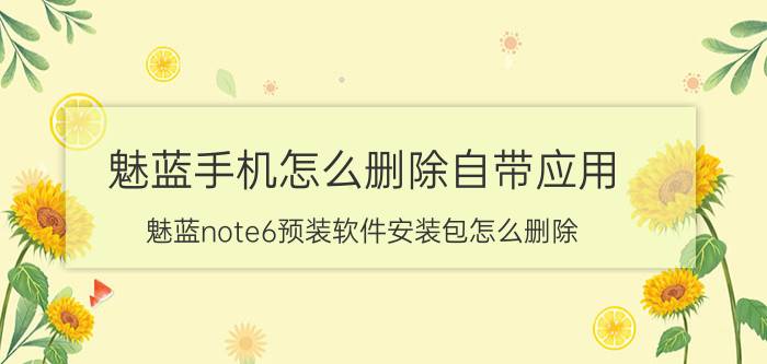 魅蓝手机怎么删除自带应用 魅蓝note6预装软件安装包怎么删除？